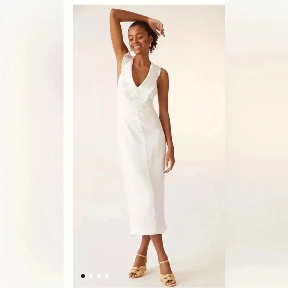 Joslin 100% linen Elegant White Sleeveless Dress, US4